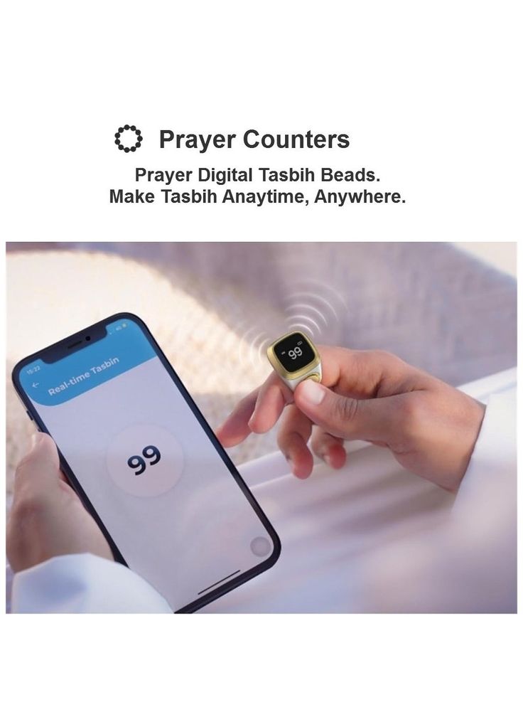 Equantu Qibla Ring Tasbih Counter Prayer Reminder