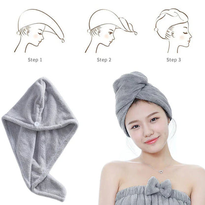 Imported Turby Towel Bath Towel – Super Absorbent &amp; Quick-Drying Hair Cap (Random Color, 65cm)