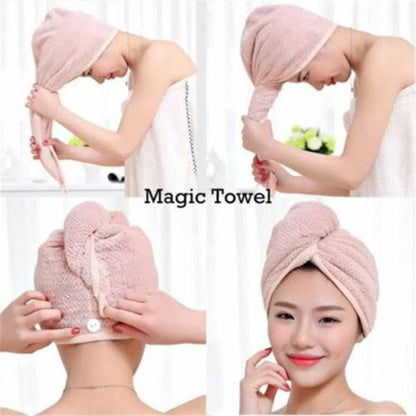 Imported Turby Towel Bath Towel – Super Absorbent &amp; Quick-Drying Hair Cap (Random Color, 65cm)