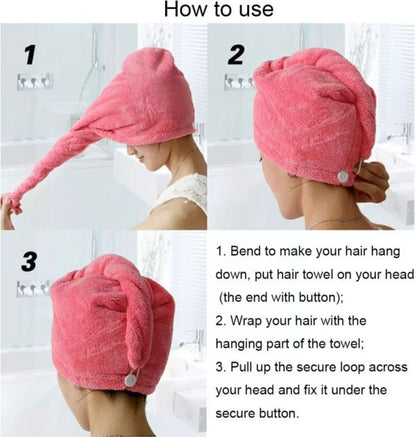Imported Turby Towel Bath Towel – Super Absorbent &amp; Quick-Drying Hair Cap (Random Color, 65cm)