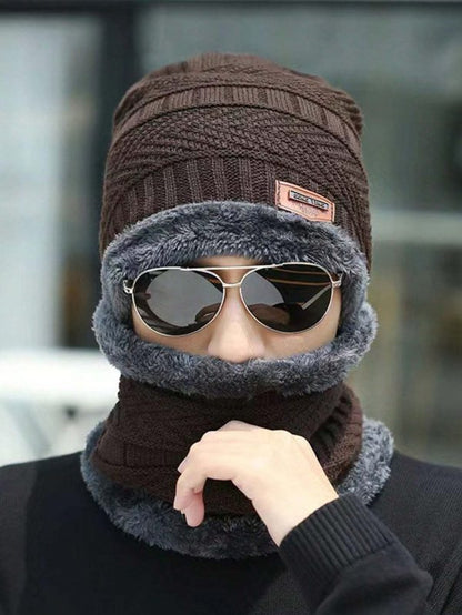 Winter Woolen Beanie Cap & Neck Warmer Combo – Stylish Head & Neck Protection for Men & Women (Random Color) – Free Delivery!