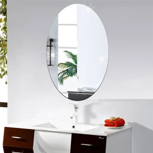 Oval Acrylic Mirror Wall Sticker – Stylish &amp; Easy-to-Apply Decor