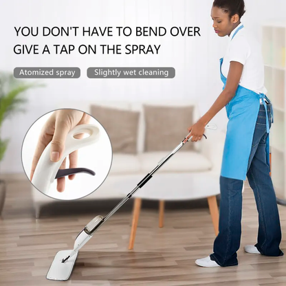 Magic Boom Spray mop for floor cleaning - 360° clean with removable microfiber mop pads & bottle for wet dry surface - Integrated Water Spray for Floor Cleaning, flat stick spray cleaner for home & office., Stainless Steel