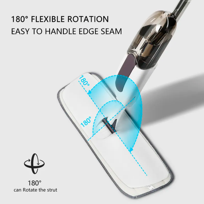 Magic Boom Spray mop for floor cleaning - 360° clean with removable microfiber mop pads & bottle for wet dry surface - Integrated Water Spray for Floor Cleaning, flat stick spray cleaner for home & office., Stainless Steel