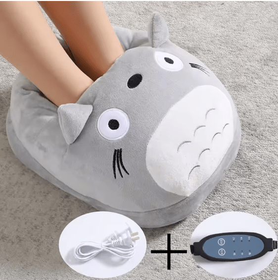Totoro Plush Electric Foot Warmer – Soft Heated Cozy Slippers | Winter Thermal Heating Foot Cushion for Home & Office