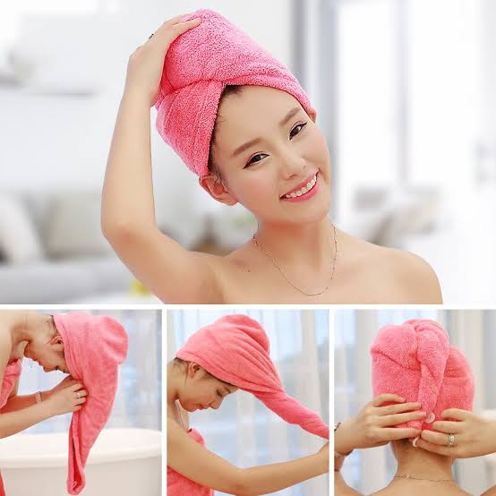 Imported Turby Towel Bath Towel – Super Absorbent &amp; Quick-Drying Hair Cap (Random Color, 65cm)