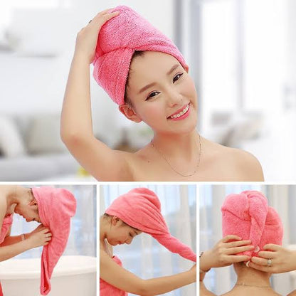 Imported Turby Towel Bath Towel – Super Absorbent &amp; Quick-Drying Hair Cap (Random Color, 65cm)